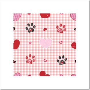 Plaid pattern baby pink with Valentine's Day concept Posters and Art